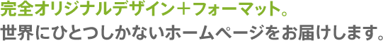 完全オリジナルデザイン＋フォーマット。世界にひとつしかないホームページをお届けします！